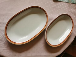 Alföldi porcelán ovális tányér barna csíkos, virslis tányér