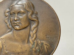 Lajos Berán (1882-1943) bronze plaque swimming competition 7.8 cm
