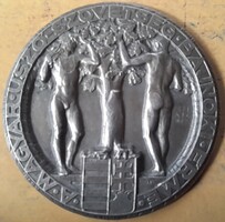 M.U.SZ.B.É. Úszó , vizipoló 1929 . 50mm 44,3g. Ag Ezüst. LB beütő.