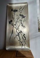 Szép, virágos vintage fém falikép