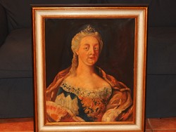 Mária Terézia olaj-vászon  portré a XX. szd. második feléből, keretben
