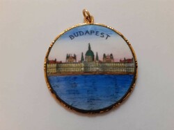 Retro, gold-colored, enamel? Budapest pendant