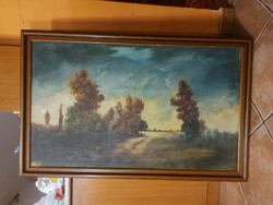 Ofcsák László: "Vihar után", festmény, 60x100 cm+ keret, olaj, vászon