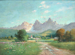 Zorkóczy Gyula (1873-1932) Tájkép 100x125cm | Tátra Alpok Alpesi Táj