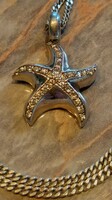17.6 Gr! Starfish solid marked silver pendant + chain 62cm