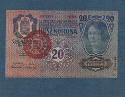 20 Korona 1913 II Kiadás Magyarország felülbélyegzéssel