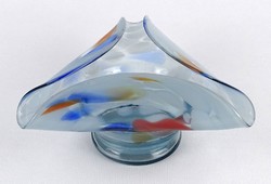 1M915 Régi hibátlan muránói jellegű művészi fújt üveg hamutál 7 x 15 cm