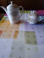 CT ALT. Wasser Germany német antik porcelán teáskanna, cukortartó