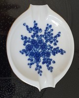 Hollóházi retró ovális kék virágmintás hamutál