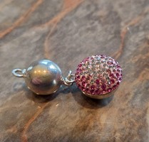 Különleges dupla gömbös swarovski kristályköves jelzett ezüstmedál 4cm!