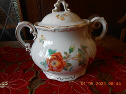 Zsolnay wild rose patterned sugar bowl