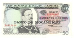 50 escudos 1970 Mozambik felülbélyegzett UNC