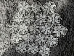 Larger hexagonal crochet tablecloth, needlework, lace 50*50 cm
