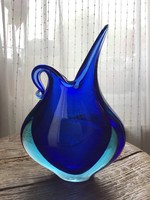 Régi Seguso Sommerso Murano kézműves üveg dísz váza, 1960-ból