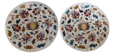 Huge antique Zsolnay period wall plate pair of gilded flowers diameter: 40cm