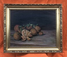 Signed quality antique fruit still life with a Mediterranean feel 60 x 72 cm