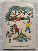 Régi rajzos Karácsonyi képeslap  -  B. Lazetzky Stella rajz                          -5.