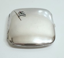 Silver (800) cigarette case with enameled flag decoration