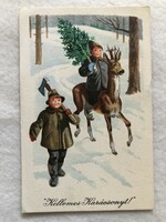 Régi rajzos Karácsonyi képeslap                      -5.