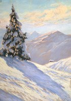 Napfényes téli tájkép - havas hegyi táj