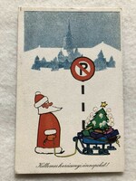 Régi rajzos Karácsonyi képeslap - Rozs Endre rajz                           -5.