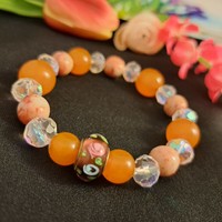 Amber coral and crystal bracelet 1 cm