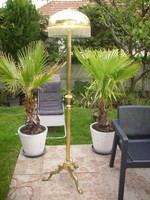 Copper floor lamp with lion's feet with glass rod cover
