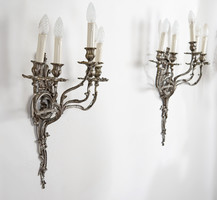 Silver-plated wall arm in a pair - with stylized tendril decoration
