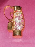 Retro, fire-gilded decorative jug, decorated with crystal stones, for a doll house or as a shelf decoration 82.