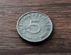 5 reispfennig,Németország 1942 A verdejel