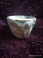 Folk/handicraft cup, raku glass, ornamental glazed ceramic holder