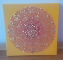 New! Fire gold mandala picture hand painted 20x20cm