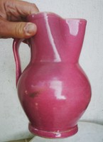 Antik Zsolnay kerámia korsó kancsó Rózsaszín sorozat, 1800-as évek. Videó is készült róla. 19,5 cm!!