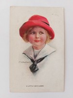 Old postcard art drawing postcard little girl