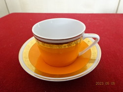 Ravenclaw porcelain, orange coffee cup + coaster. Jokai.