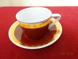 Raven Háza porcelain brown coffee cup + coaster. Jokai.
