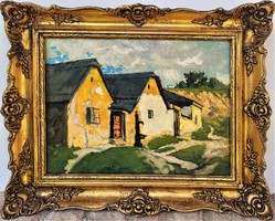 Kóbor Henrik (1885 - 1964) Tabáni részlet 1921 c. festménye Eredeti Garanciával!!