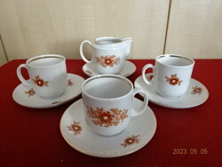 German porcelain, 3 coffee cups + saucer and milk spout. Jokai.