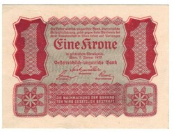 1 korona kronen 1922 Ausztria hajtatlan