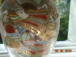 19 sz japán jelzett Satsuma Kyoto Shinto váza 31 cm