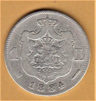 Ezüst 1 Líra 1884!! Románia Károly T2