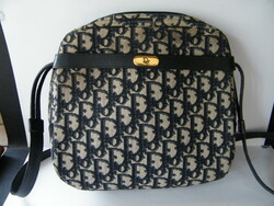 Vintage Christian Dior kék monogramos válltáska bőr szerelékkel
