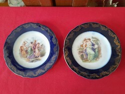Alt wien austria hand-painted, cobalt blue, gilded decorated porcelain small plate, plate. 15.5 Cm.