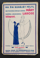 Érdekes reklámlap női izlap izzadás elleni reklám az 1920-as évekből