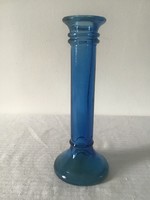 Kék üveg vastag falú gyertya tartó 20cm.