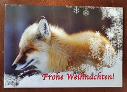 Karácsonyi képeslap postatiszta üdvözlőlap üdvözlőkártya levelezőlap róka mintával