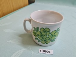 T0901 Zsolnay zöld virágos bögre