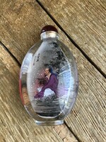 Régebbi, kínai belülről festett kézműves üveg palack