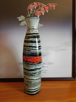 Retro kerámia csíkos váza - mid century - 37 cm