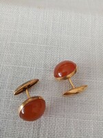 Old marked gilt Russian amber cufflink
